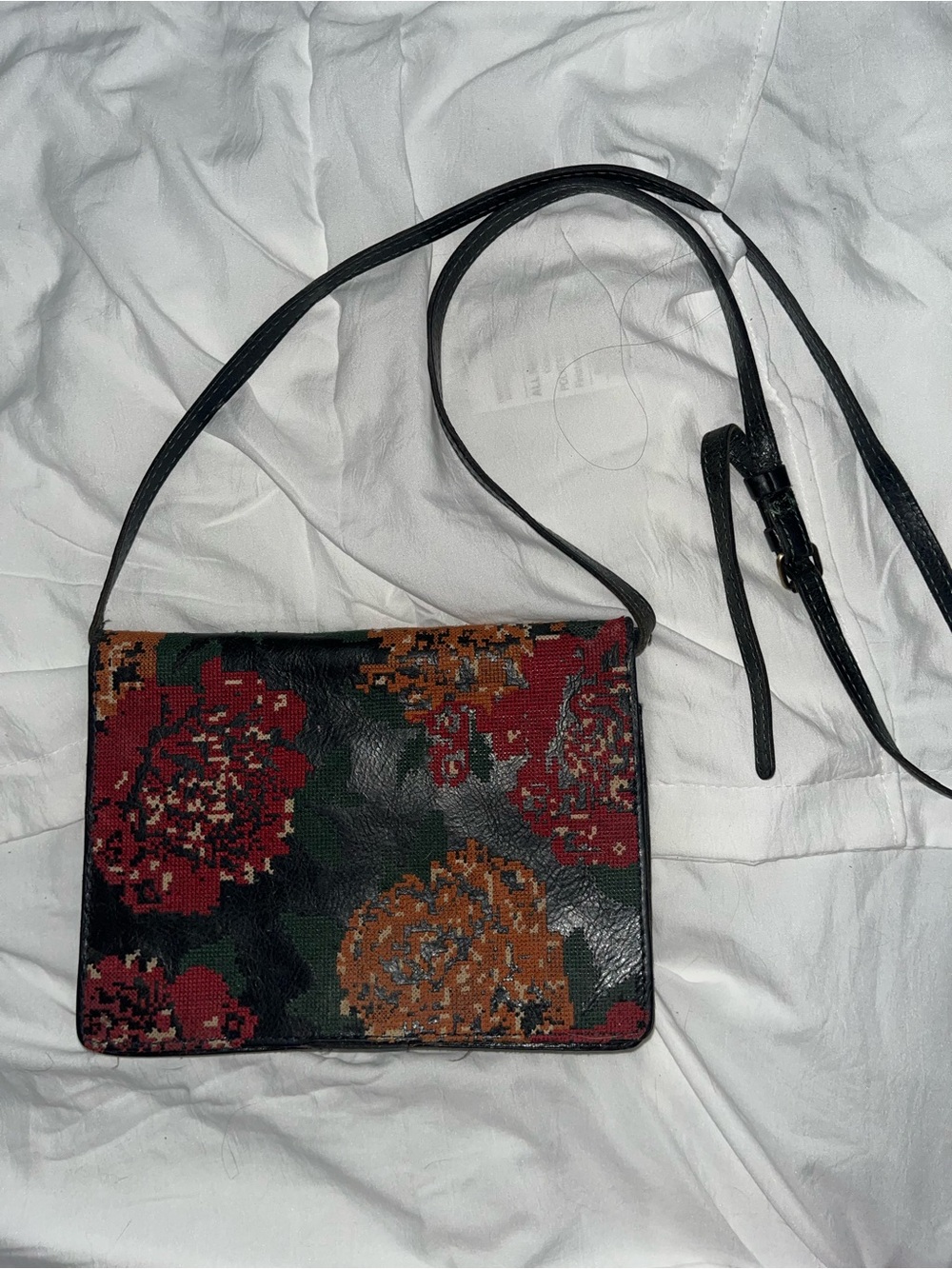 Patricia Nash Floral Tapestry Crossbody in Red, Green & Brown